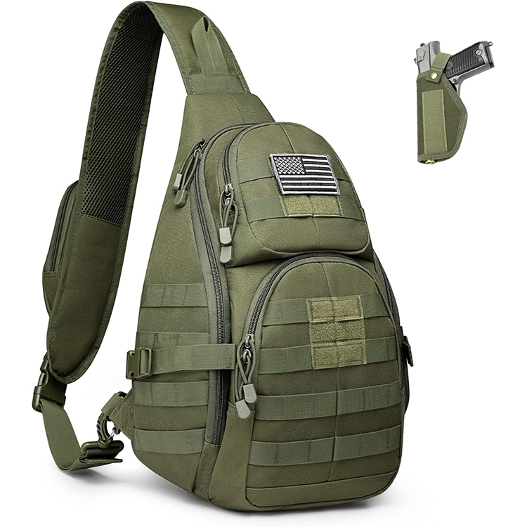 Tactical Backpack Manufacturer EDC Sling Pack Rain Cover Shoulder Sling Bag Pack with Pistol Holster