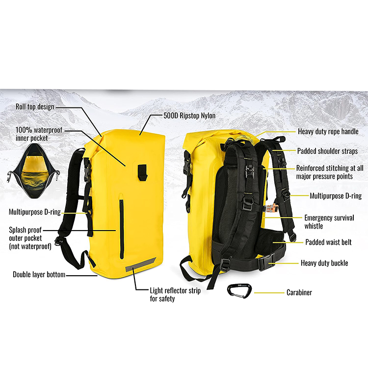 Dry Bag Manufacturer Roll Top Closed Reflective Printing 20L Dry Bag Backpack In 500D PVC 