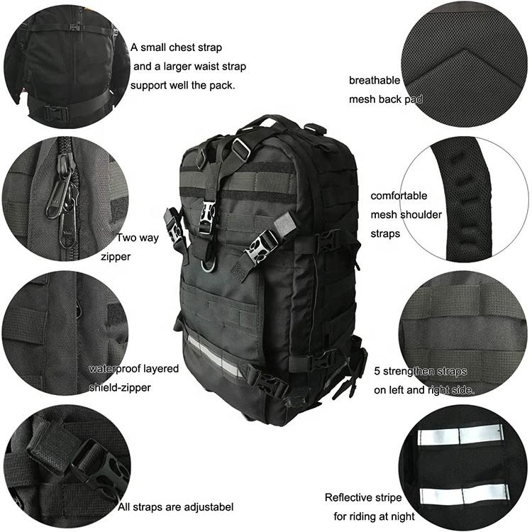 900D Oxford Molle System Many Pocket Inside Waterproof Motorcycle Helmet Bag 
