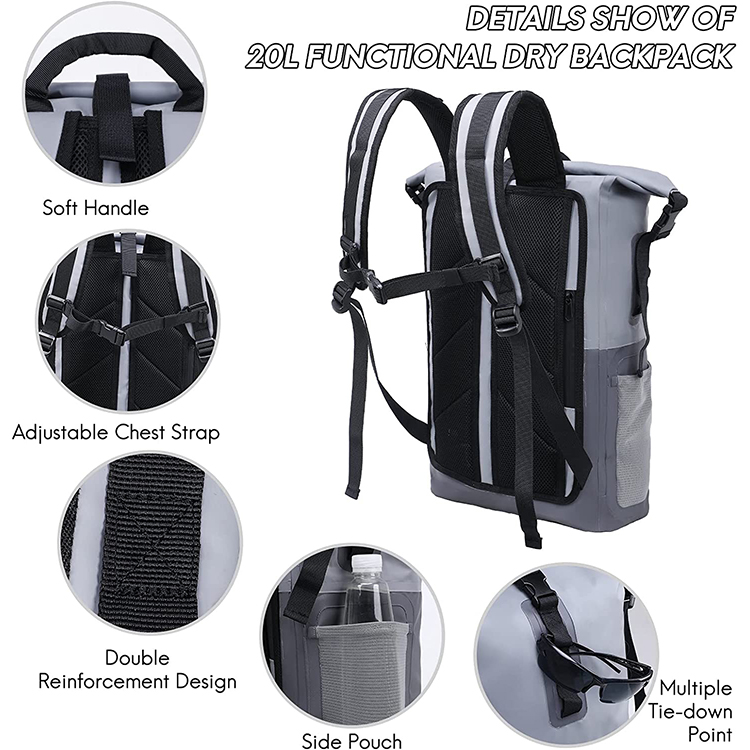 Custom Dry Bag Manfuacturer Factory Molle System Dry Backpack For Fishing Kayaking Boating 