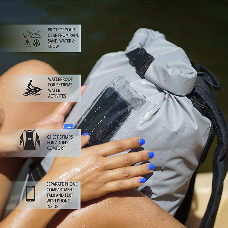 Custom Logo 5l 10l dry bag Roll Top Cloased Dry Sack Clear Window Waterproof Pouch For Phone 